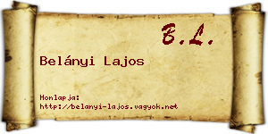 Belányi Lajos névjegykártya